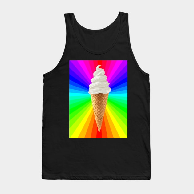 Rainbow Fluorescent Vanilla Ice Cream Cone Tank Top by Art by Deborah Camp